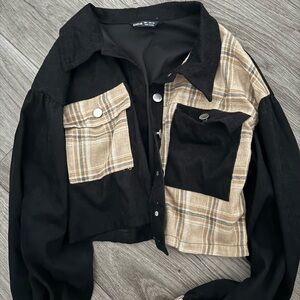 SHEIN Black Corduroy Detail Jacket
